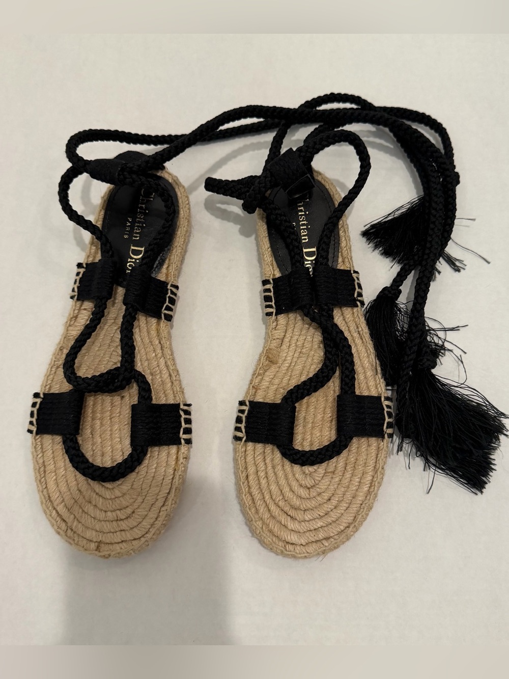 Dior Black Lace up espadrille